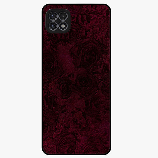 Crimson Fade Flow Glass Case showing flat back view with flowing crimson gradient artwork and glossy glass finish.