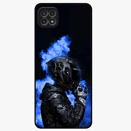 Cyber Sentinel Protocol Glass Case showing flat back view with futuristic cyber themed artwork and glossy glass finish.