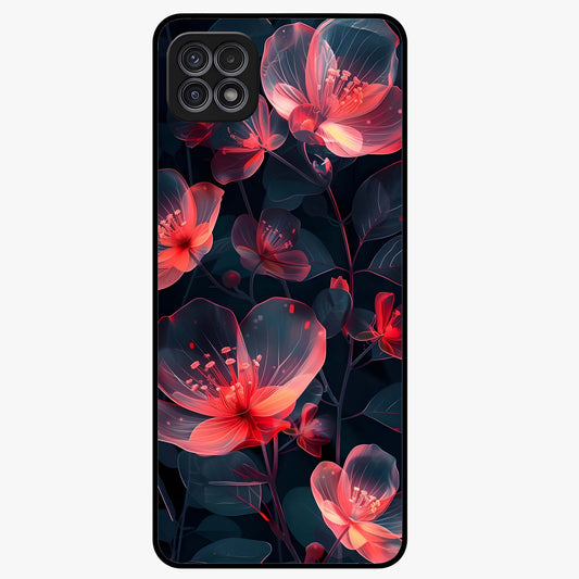Dark Shade of Flower Glass Case showing flat back view with elegant dark floral artwork and glossy glass finish.