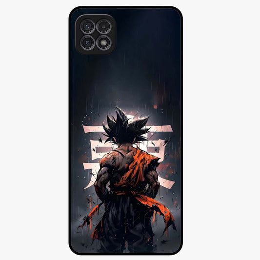 Dark Warrior In Rain Glass Case showing flat back view with warrior artwork in rainy atmosphere and glossy glass finish.