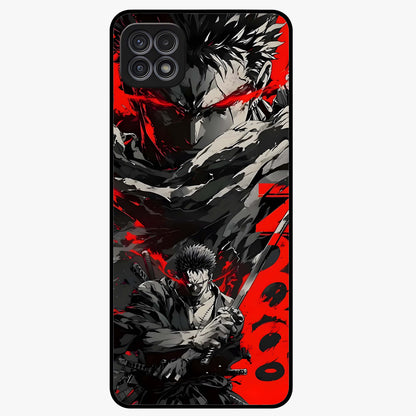 Demon Sword Resolve Glass Case showing flat back view with fierce sword warrior artwork and glossy glass finish.