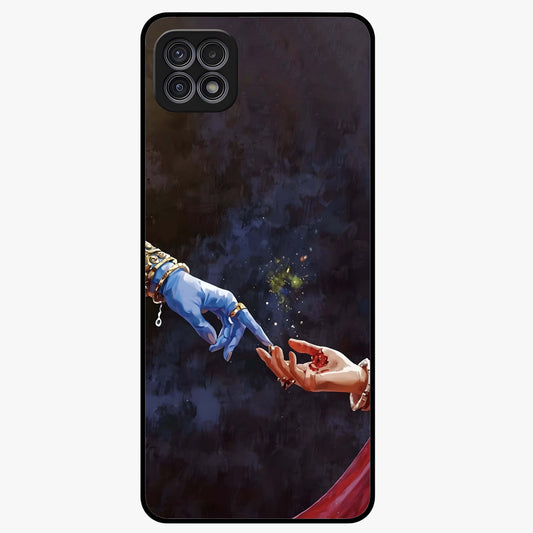 Divine Touch Eternal Glass Case showing flat back view with spiritual themed artwork and glossy glass finish.