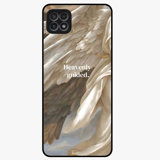 Divine Winged Grace Glass Case showing flat back view with elegant wing inspired artwork and glossy glass finish.