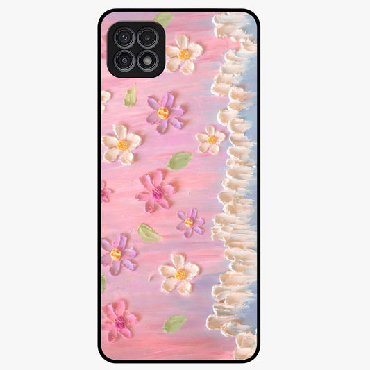 Dreamy Painted Garden Glass Case showing flat back view with artistic painted floral garden artwork and glossy glass finish.