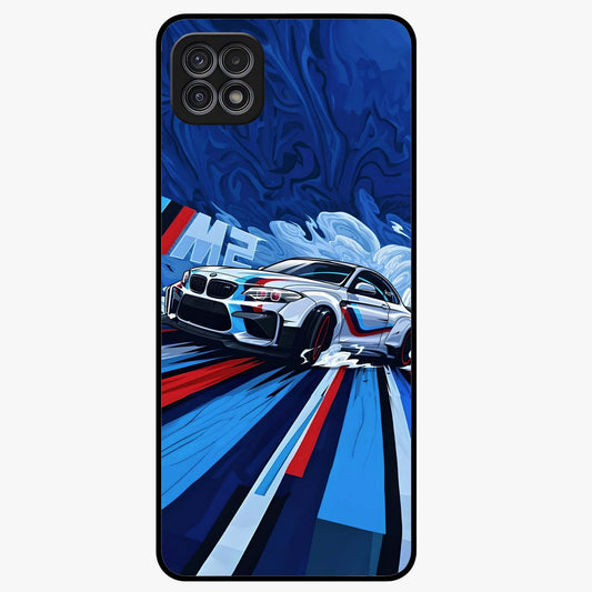 Drift Power Rush Glass Case showing flat back view with dynamic racing inspired artwork and glossy glass finish.