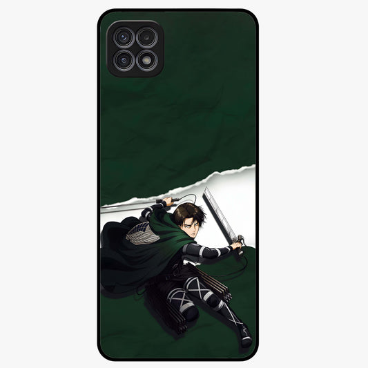 Emerald War Vanguard Glass Case showing flat back view with powerful warrior themed artwork and glossy glass finish.