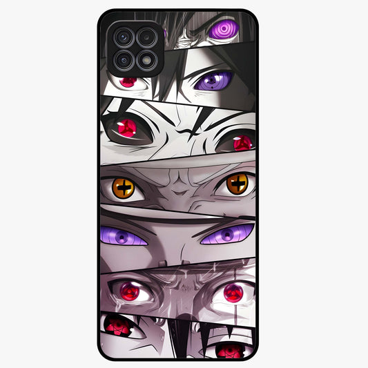 Eyes of Destiny Glass Case showing flat back view with striking eye themed artwork and glossy glass finish.