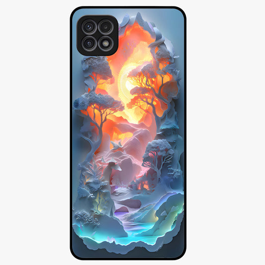 Glow Forest Portal Glass Case showing flat back view with glowing forest portal artwork and glossy glass finish.