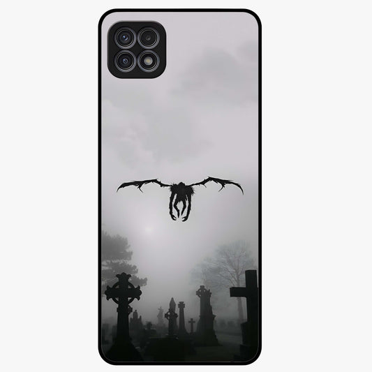 Graveyard Shadow Descent Glass Case showing flat back view with dark graveyard themed artwork and glossy glass finish.