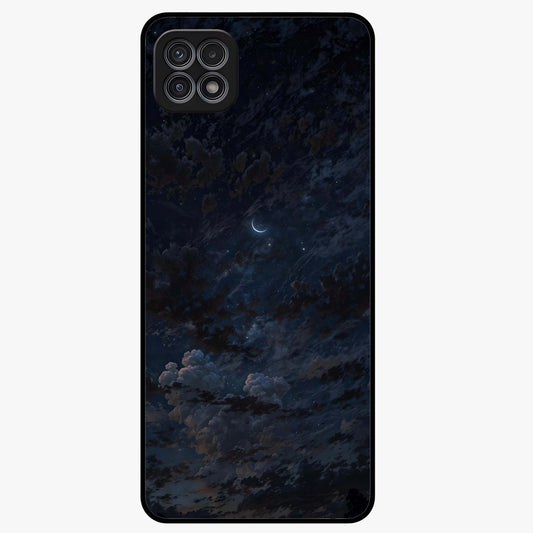 Lunar Veil Silence Glass Case showing flat back view with mystical moon veil artwork and glossy glass finish.