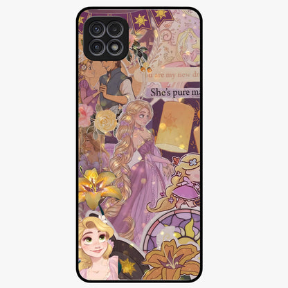 Magical Tangled Dream Glass Case showing flat back view with dreamy tangled artwork and glossy glass finish.