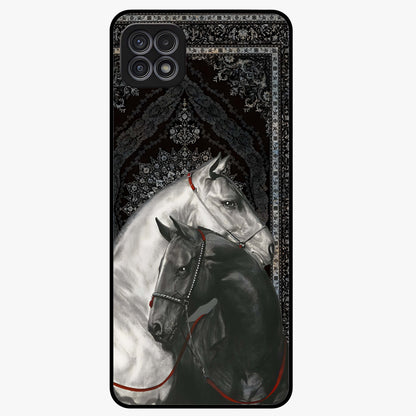 Majestic Ride Legacy Glass Case showing flat back view with powerful automotive inspired artwork and glossy glass finish.