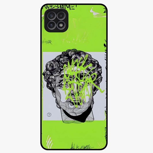 Neo Graffiti Rebellion Glass Case showing flat back view with vibrant graffiti artwork and glossy glass finish.
