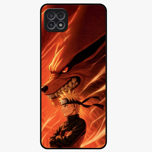 Nine Tails Legacy Glass Case showing flat back view with powerful nine-tailed fox inspired artwork and glossy glass finish.