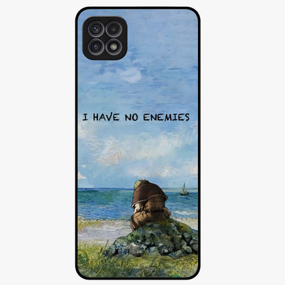 Peace Beyond War Glass Case showing flat back view with symbolic peace themed artwork and glossy glass finish.