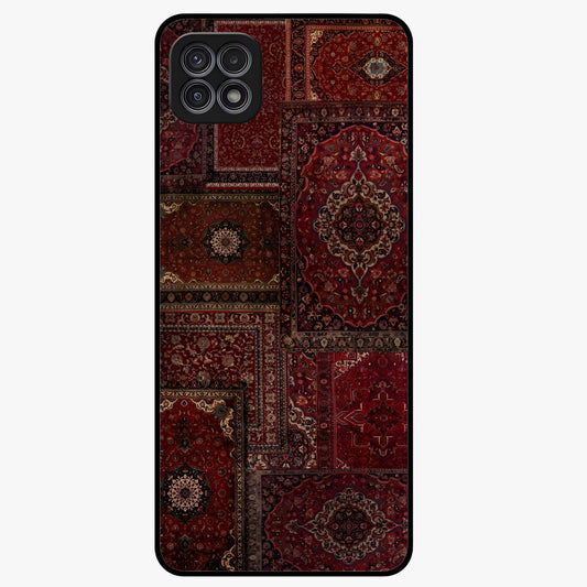 Persian Velvet Tale Glass Case showing flat back view with luxurious Persian velvet pattern artwork and glossy glass finish.