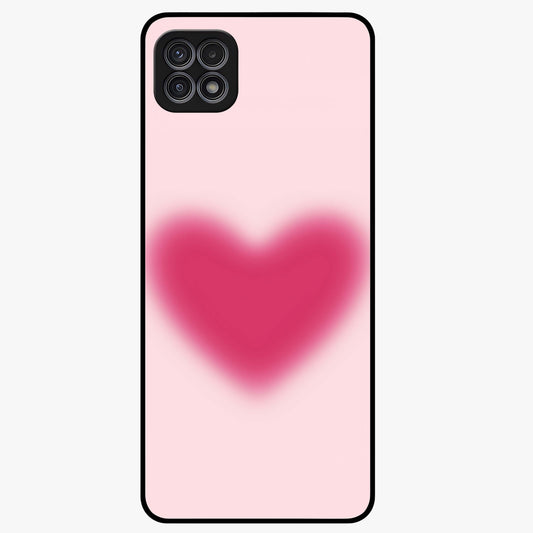 Pink Aura Heart Glass Case showing flat back view with glowing heart artwork and glossy glass finish.