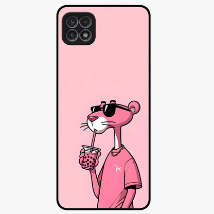 Pink Panther Glass Case showing flat back view with iconic pink panther artwork and glossy glass finish.