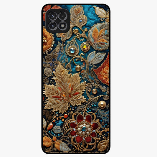 Royal Jewel Garden Glass Case showing flat back view with decorative floral garden artwork and glossy glass finish.