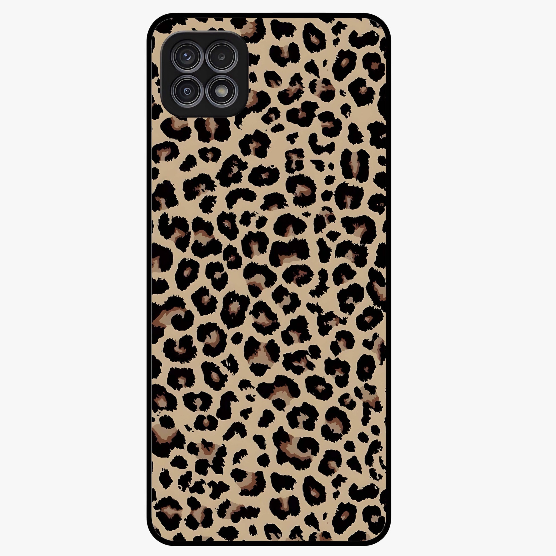 Savage Chic Pattern Glass Case showing flat back view with stylish patterned artwork and glossy glass finish.
