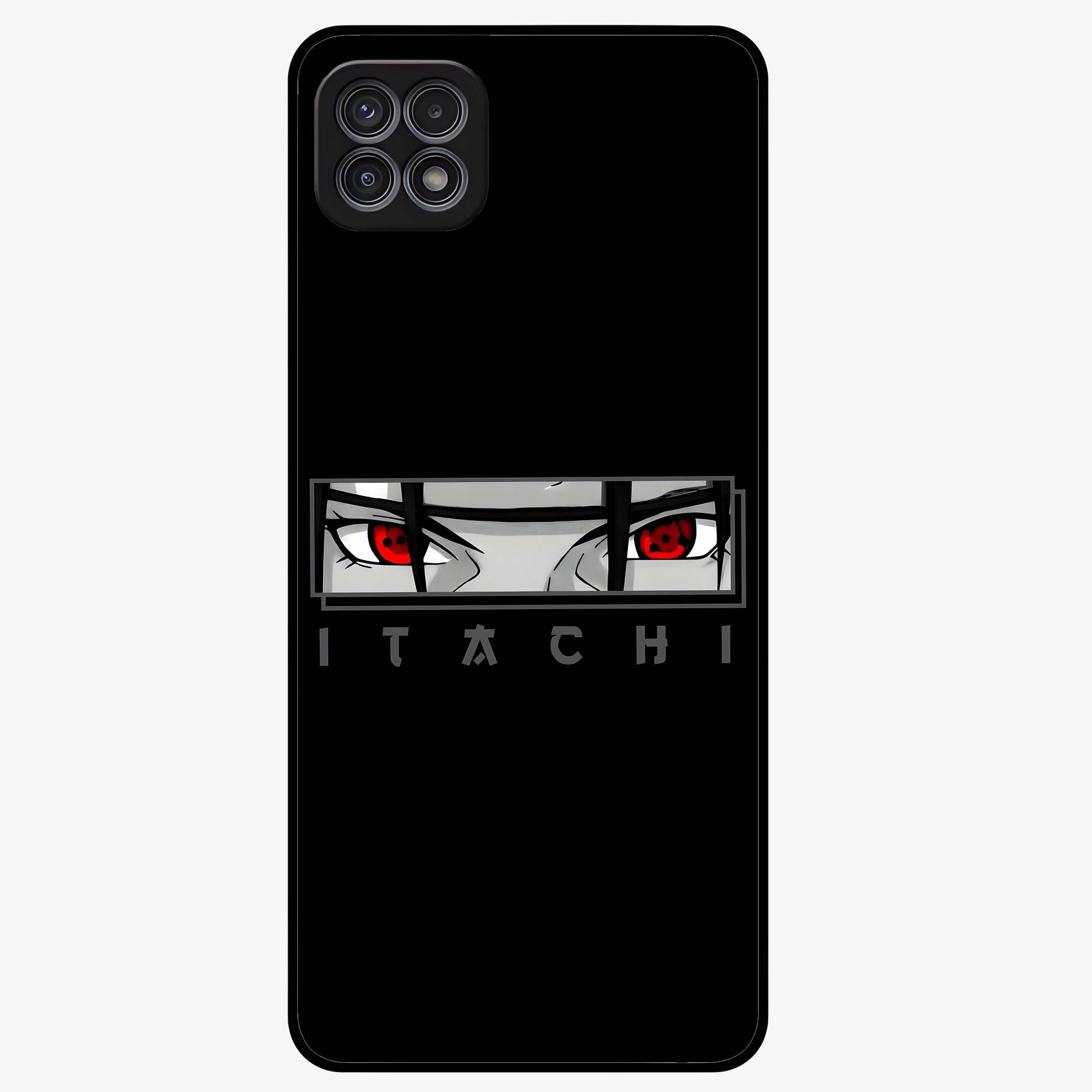 Scarlet Gaze Dominance Glass Case showing flat back view with striking red themed artwork and glossy glass finish.
