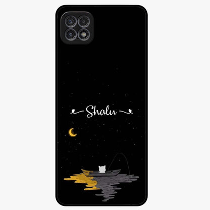 Silent Night Row Glass Case showing flat back view with calm night themed artwork and glossy glass finish.
