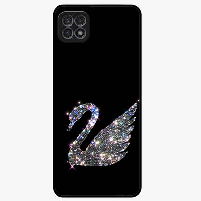 Starlit Swan Grace Glass Case showing flat back view with graceful swan artwork under starry sky and glossy glass finish.
