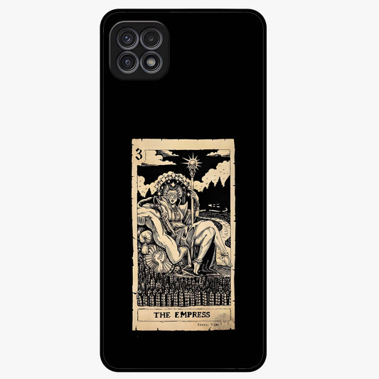 The Empress Glass Case showing flat back view with regal feminine artwork and glossy glass finish.