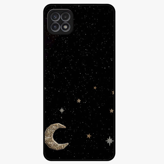 Twinkle Star With Half Moon Glass Case showing flat back view with star and half moon artwork and glossy glass finish.