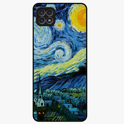 Van Gogh Art Glass Case showing flat back view with classic painterly artwork inspired by Van Gogh style and glossy glass finish.