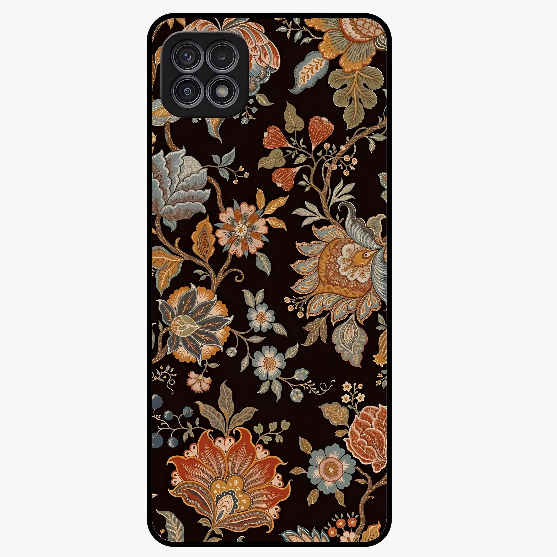 Vintage Floral Dream Glass Case showing flat back view with classic floral artwork and glossy glass finish.
