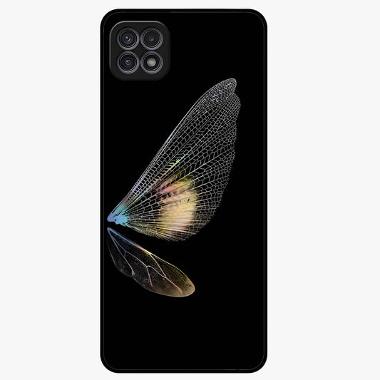 Whispers Of Wings Glass Case showing flat back view with graceful wing inspired artwork and glossy glass finish.
