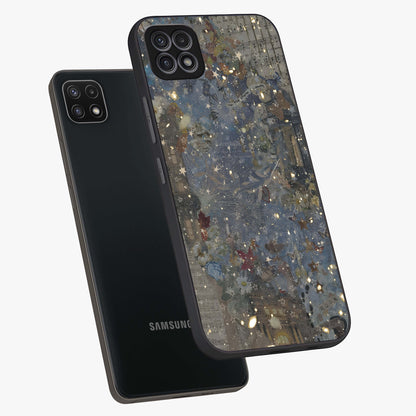 Aesthetic Astrolophia Glass Case displayed in angled mockup highlighting artistic aesthetic elements and smooth glass surface.
