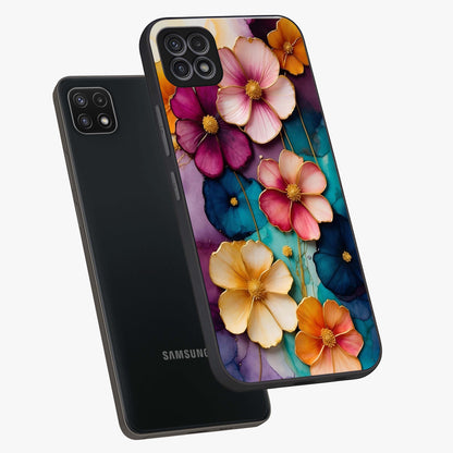 Artlyn Grace Flower Pattern Glass Case displayed in angled mockup highlighting delicate flower pattern design and smooth glass surface.