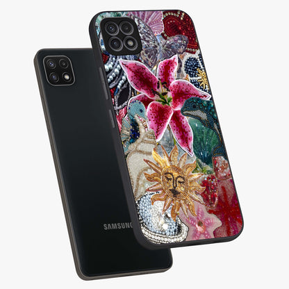 Beaded Garden Fantasy Glass Case displayed in angled mockup highlighting fantasy inspired floral bead pattern.
