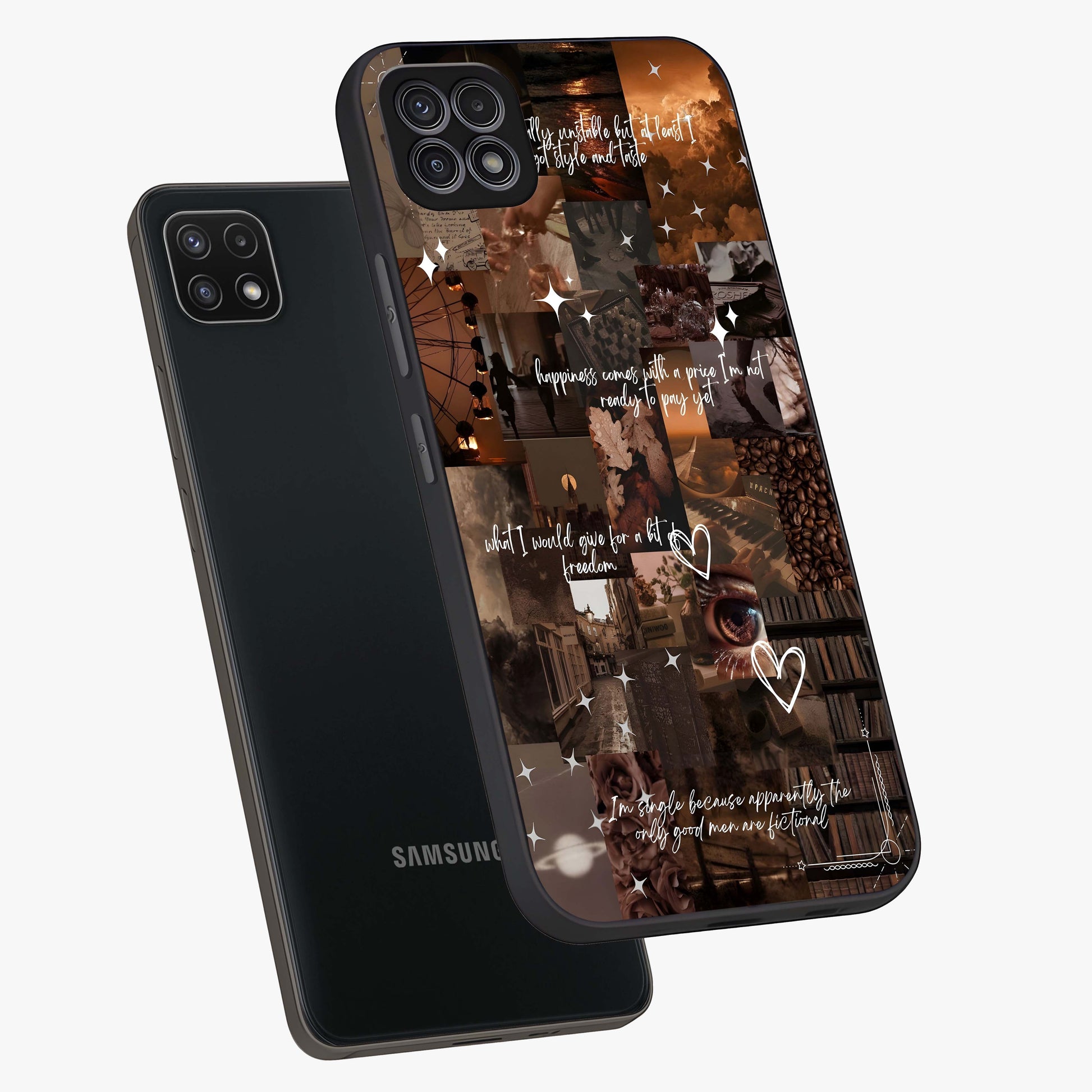 Bittersweet Aesthetic Chaos Glass Case displayed in angled mockup highlighting expressive abstract artwork and edgy aesthetic theme.