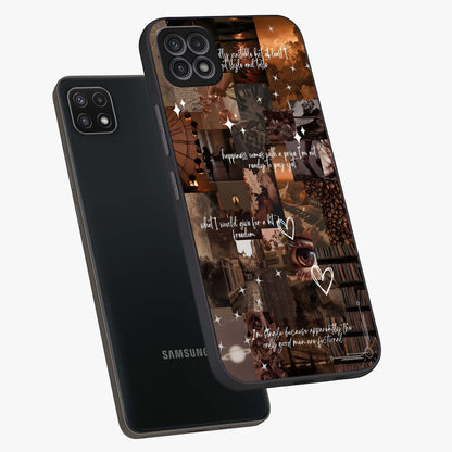 Bittersweet Aesthetic Chaos Glass Case displayed in angled mockup highlighting expressive abstract artwork and edgy aesthetic theme.