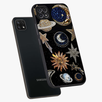 Celestial Gem Constellations Glass Case displayed in angled mockup highlighting gemstone inspired constellation design.