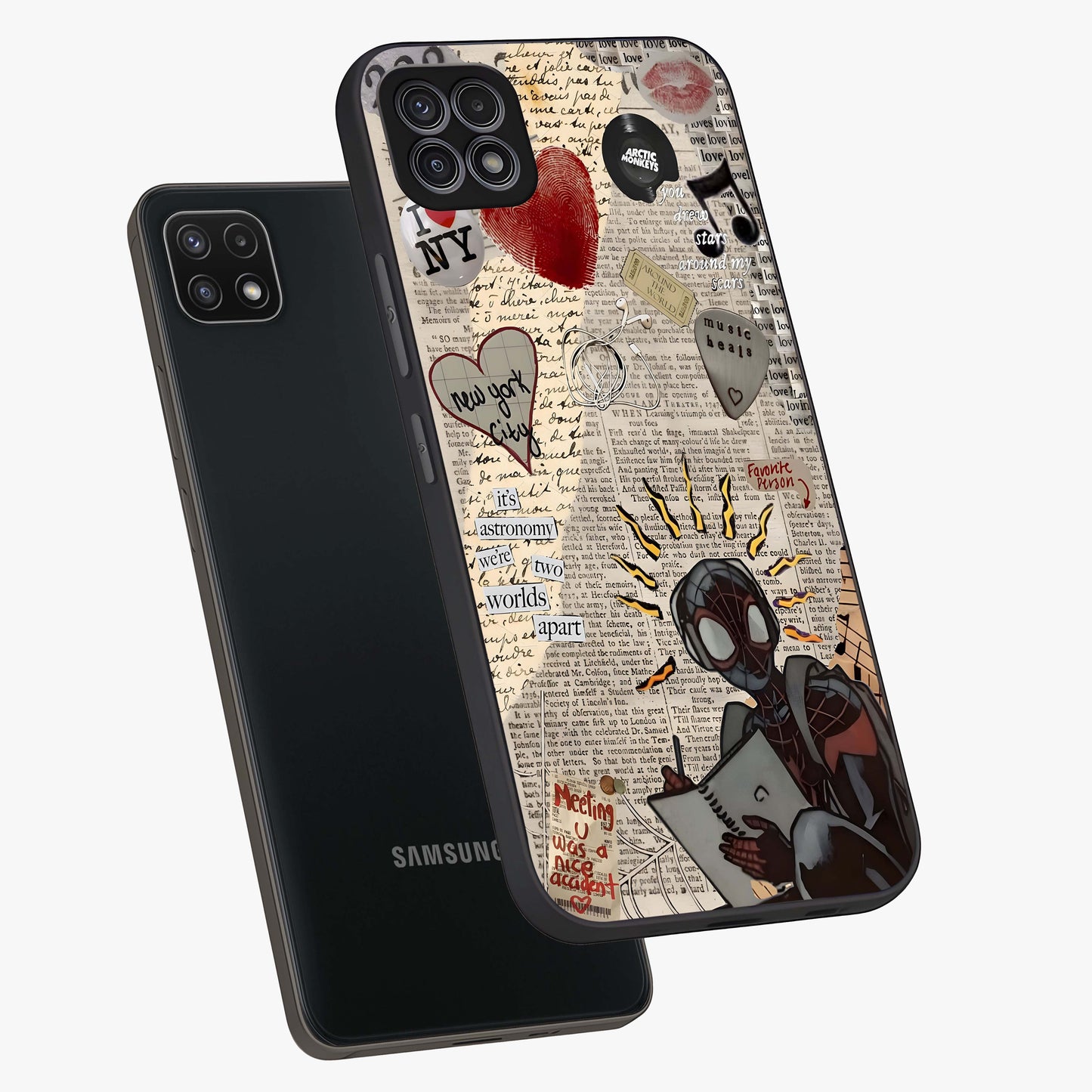 City Dream Sketch Glass Case displayed in angled mockup highlighting minimal city illustration with aesthetic sketch style.