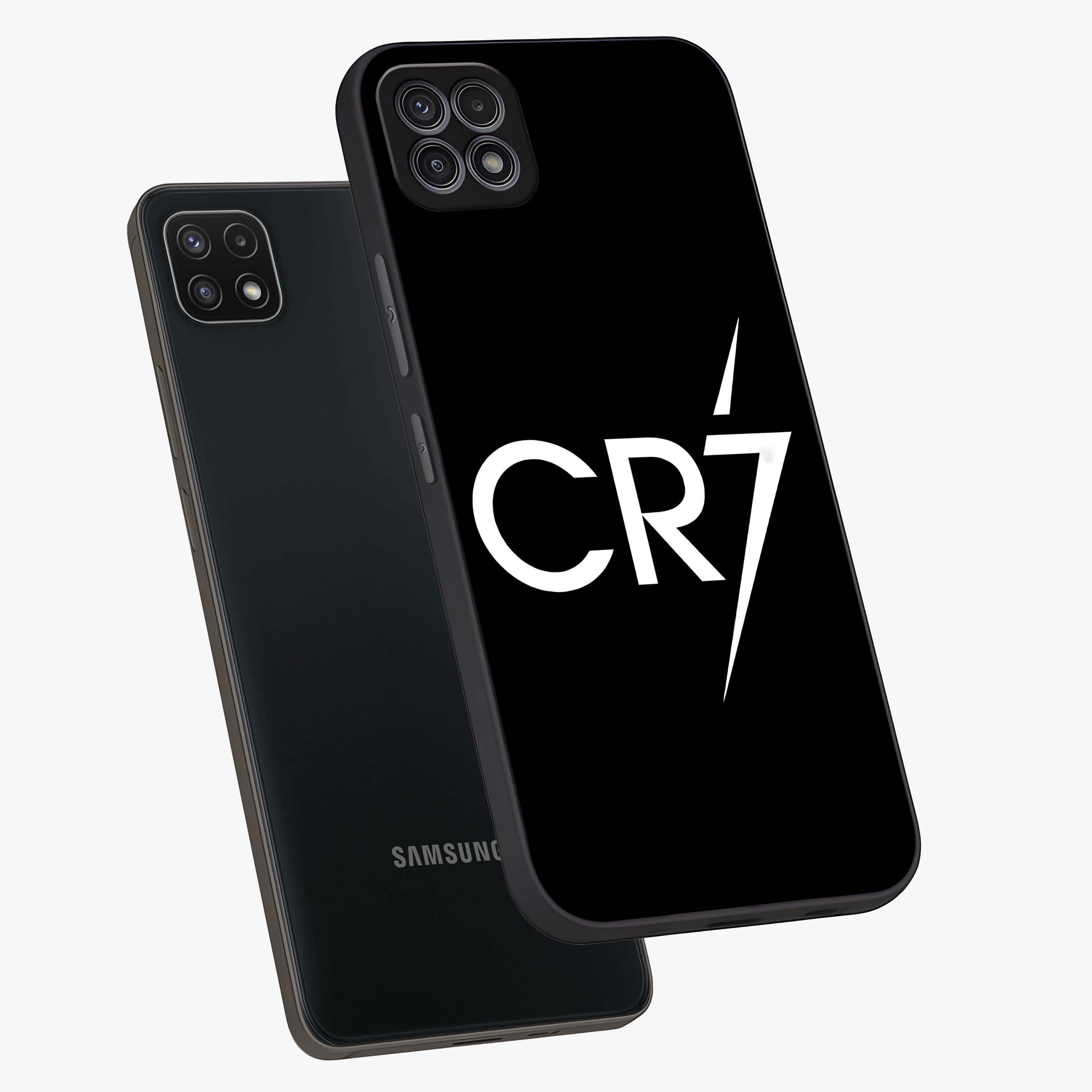 Cr7 Elite Strike Glass Case displayed in angled mockup highlighting powerful sports graphic with bold athletic theme.