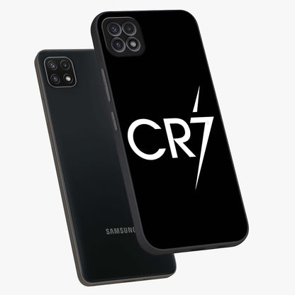Cr7 Elite Strike Glass Case displayed in angled mockup highlighting powerful sports graphic with bold athletic theme.