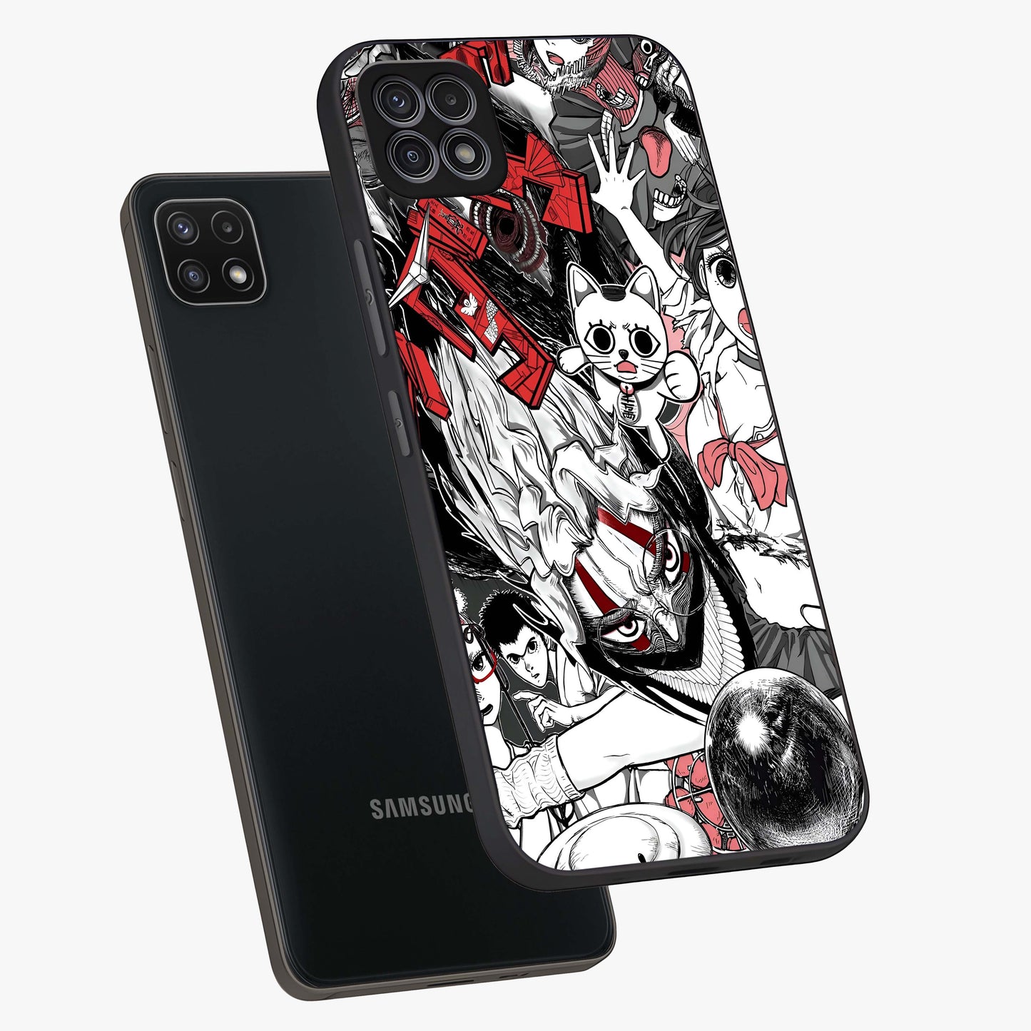 Crimson Chaos Panel Glass Case displayed in angled mockup highlighting chaotic panel style design with modern graphic theme.