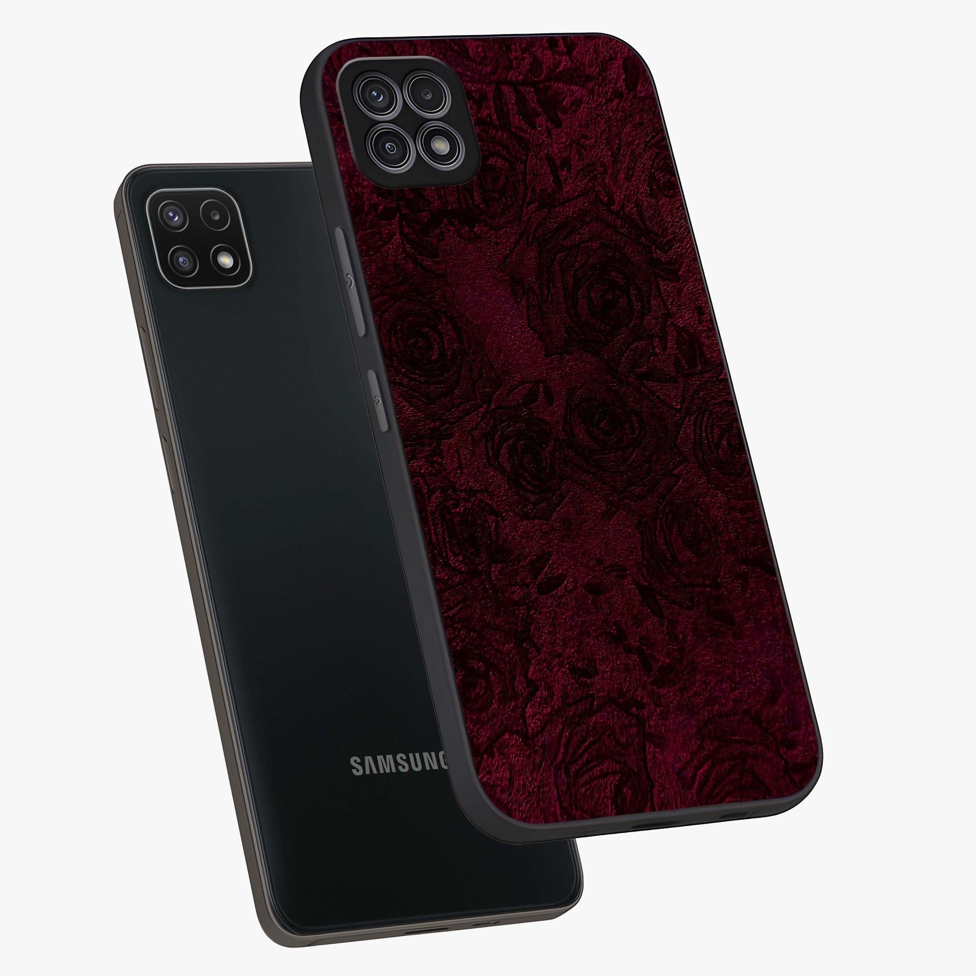 Crimson Fade Flow Glass Case displayed in angled mockup highlighting smooth gradient design with modern aesthetic style.