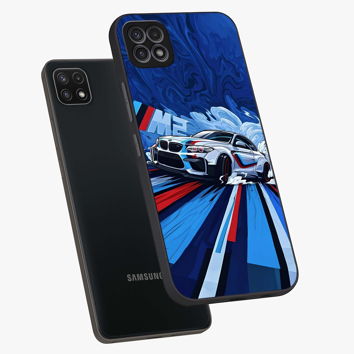 Drift Power Rush Glass Case displayed in angled mockup highlighting powerful drift car design with sporty aesthetic style.