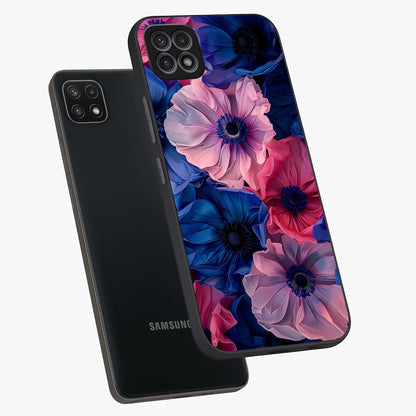 Flower Paper Art Pattern Glass Case displayed in angled mockup highlighting layered paper flower design with artistic aesthetic.
