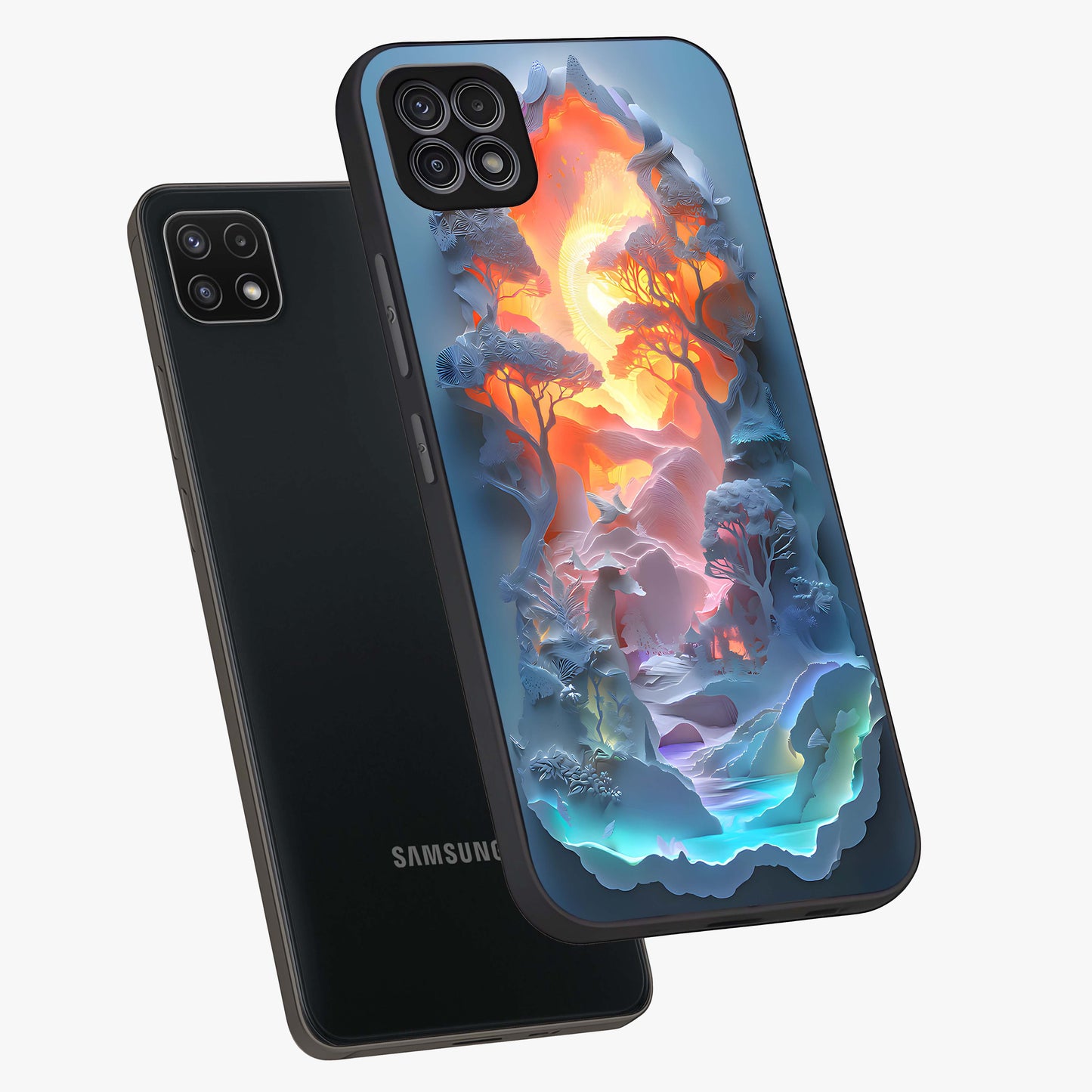 Glow Forest Portal Glass Case displayed in angled mockup highlighting mystical forest design with magical glowing aesthetic.