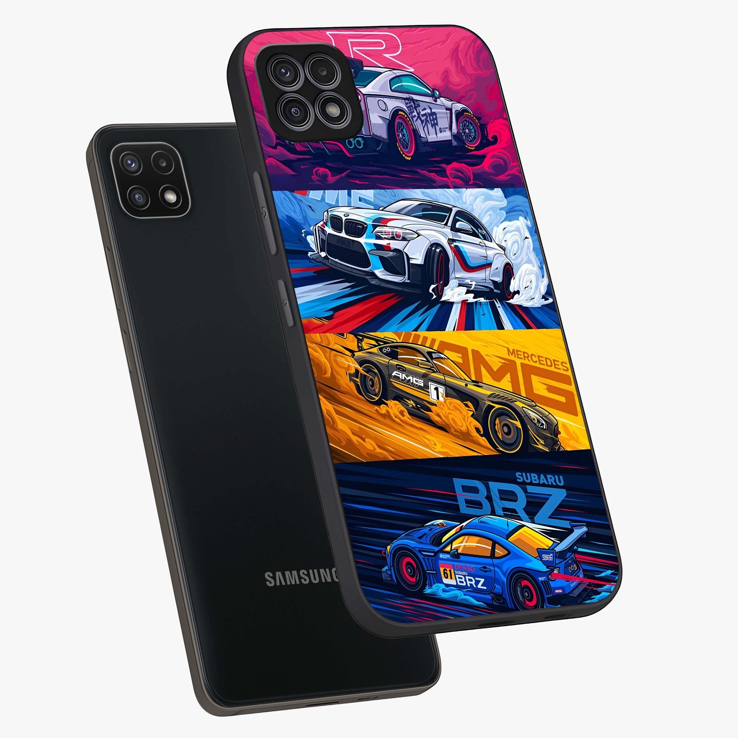 JDM Sports Car Glass Case displayed in angled mockup highlighting sleek Japanese racing car design with automotive aesthetic.