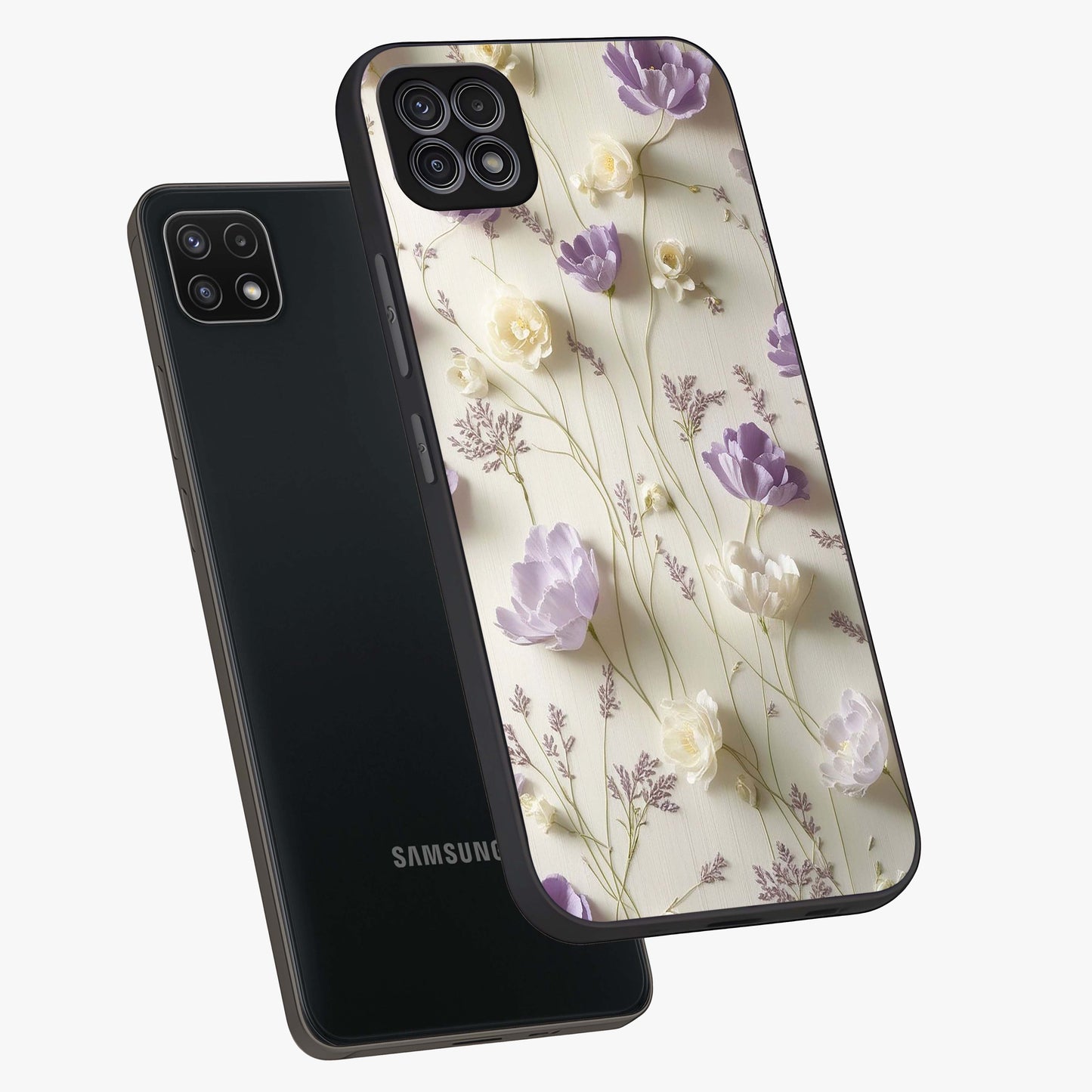 Lilac Breeze Harmony Glass Case displayed in angled mockup highlighting calm lilac breeze design with soothing aesthetic style.