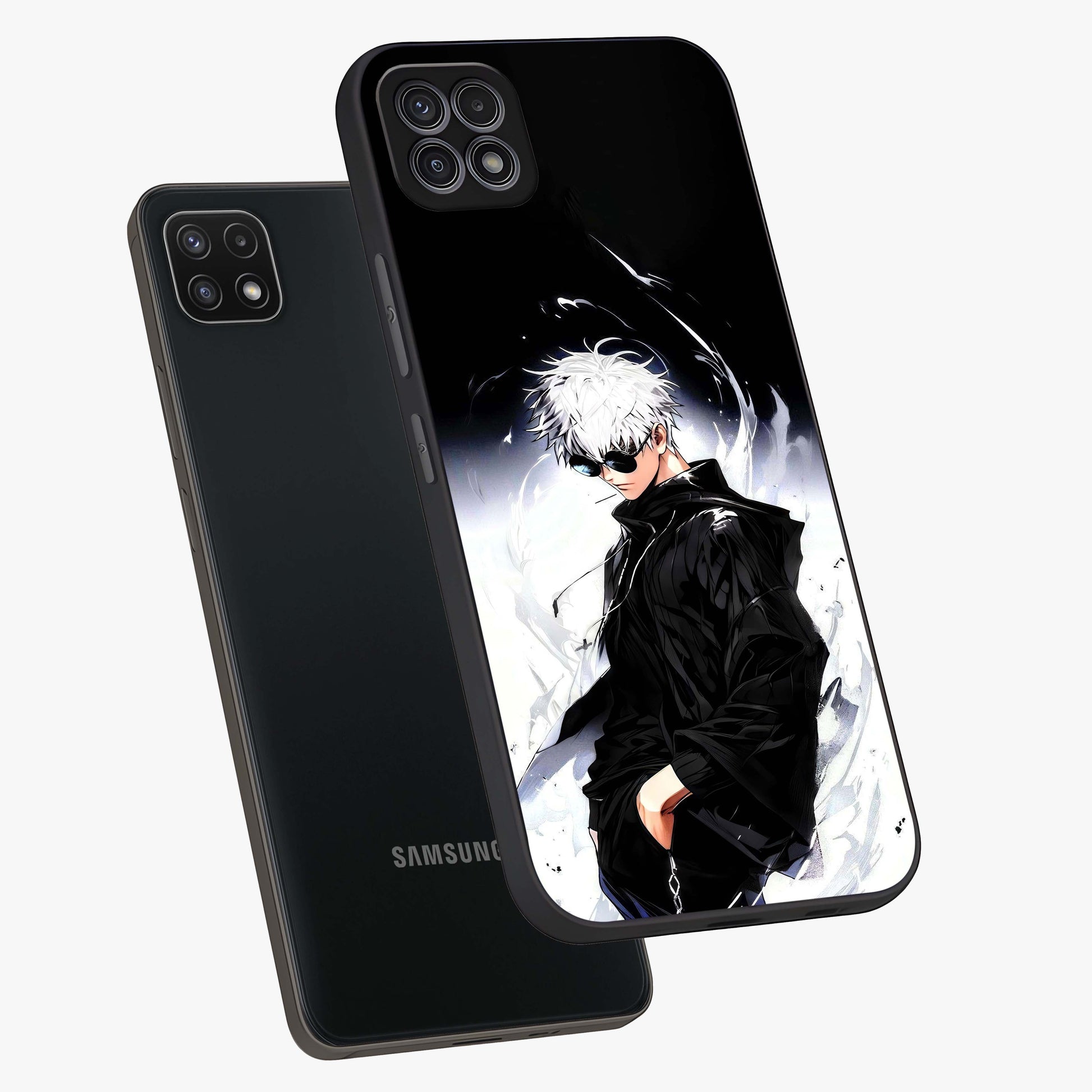 Limitless Shadow King Glass Case displayed in angled mockup highlighting dramatic dark hero design with intense aesthetic.