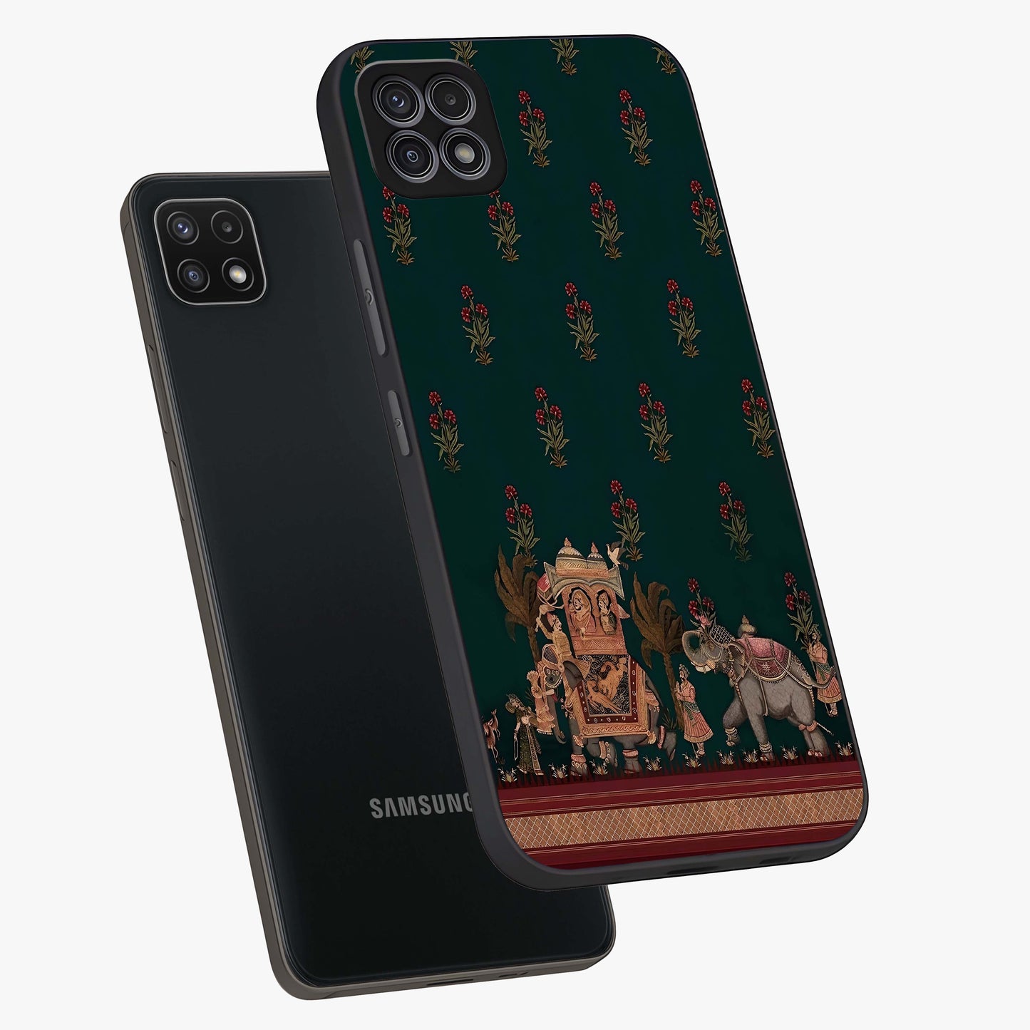Macmerise Glass Case displayed in angled mockup highlighting trendy graphic design with sleek aesthetic style.